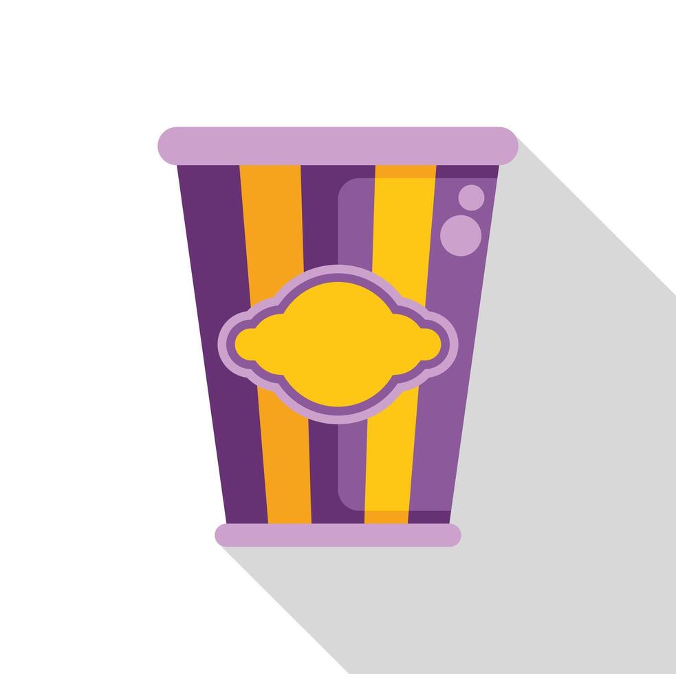 Purple and yellow striped lemonade cup with lemon label and long shadow vector