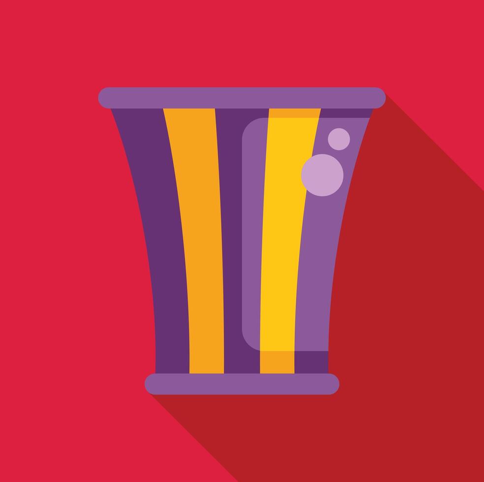Striped popcorn bucket overflowing with popcorn on red background vector