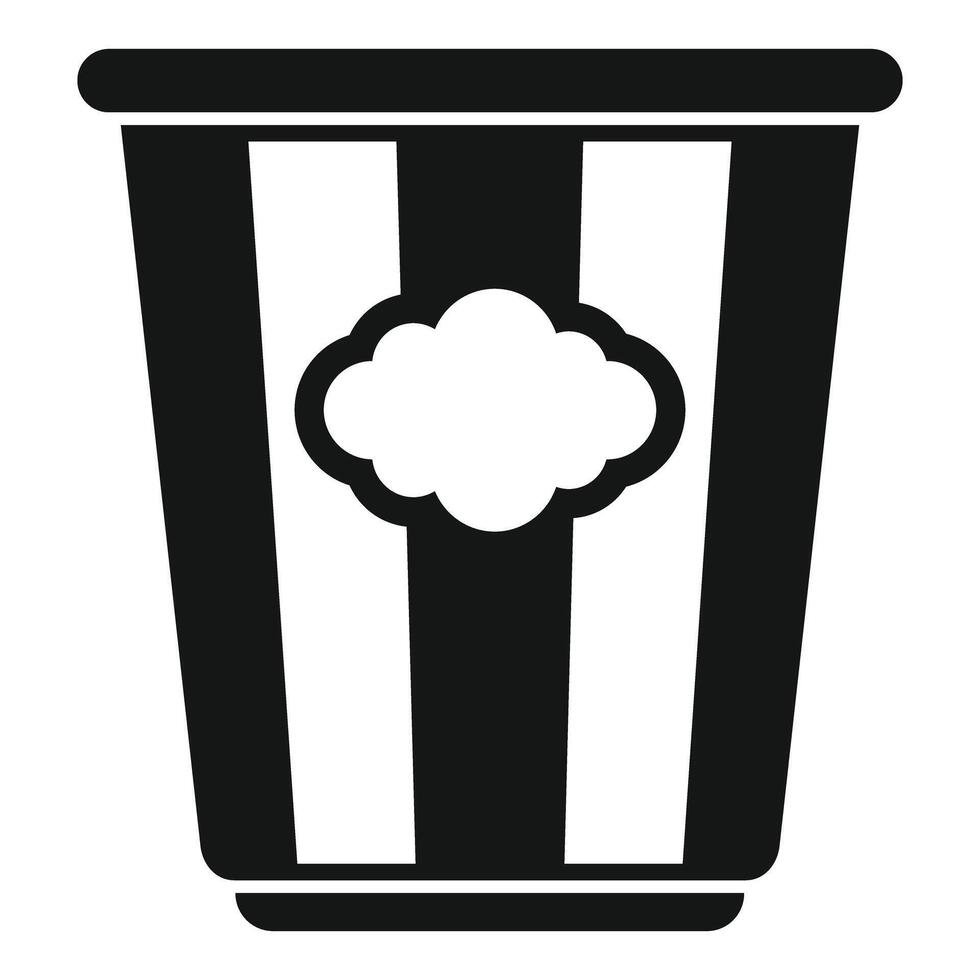 Classic striped popcorn bucket with popcorn cloud logo, enjoying a movie night treat vector