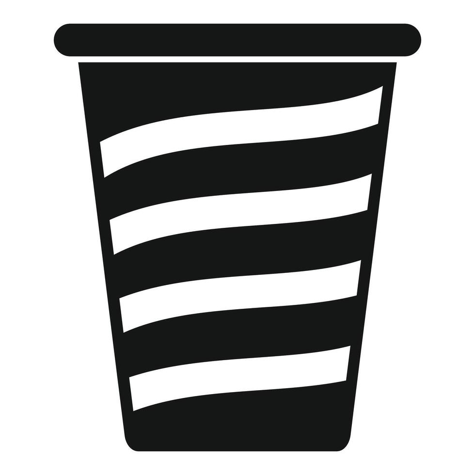 Black and white striped paper cup icon showing refreshing beverage vector