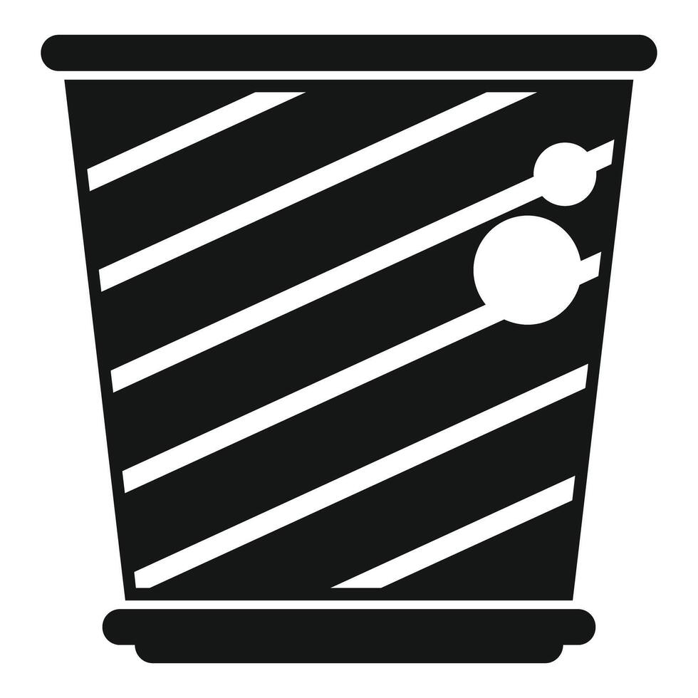 Black and white striped disposable paper cup with holes icon showing usage vector