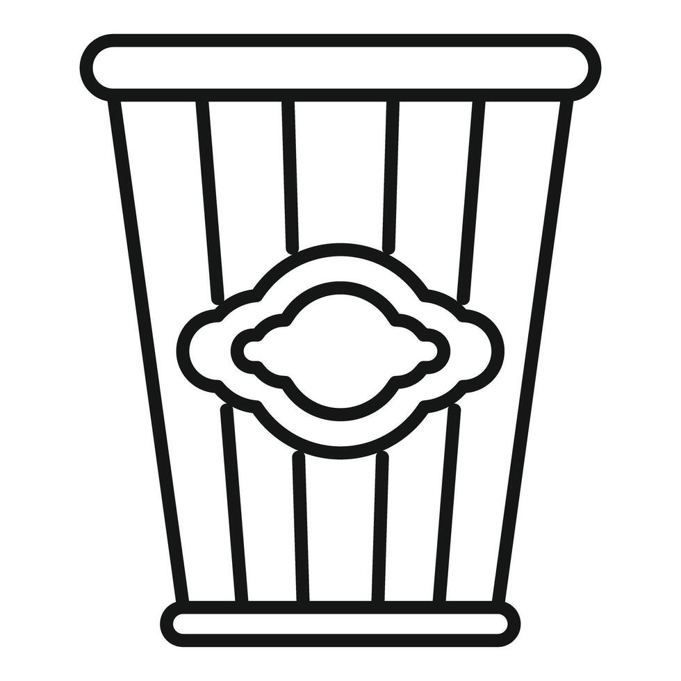 Large popcorn bucket with retro label enjoying cinema experience vector