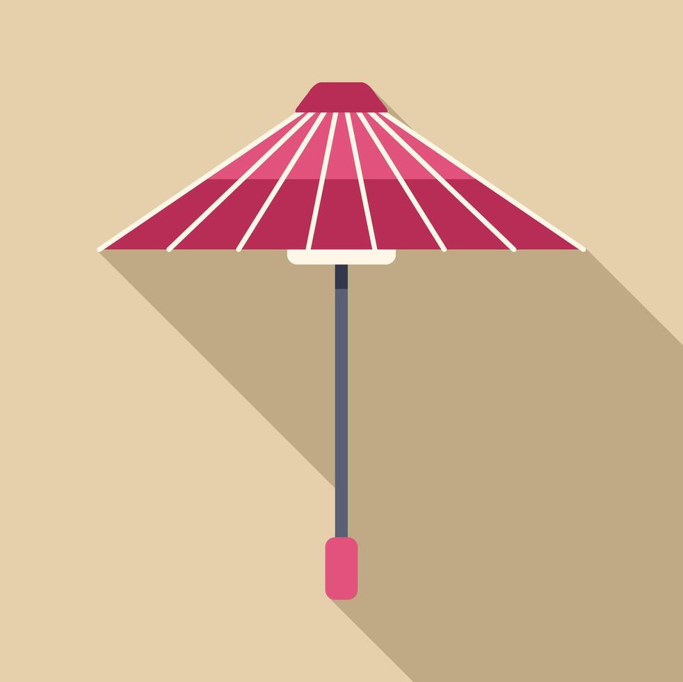 Traditional japanese umbrella casting long shadow on beige background vector