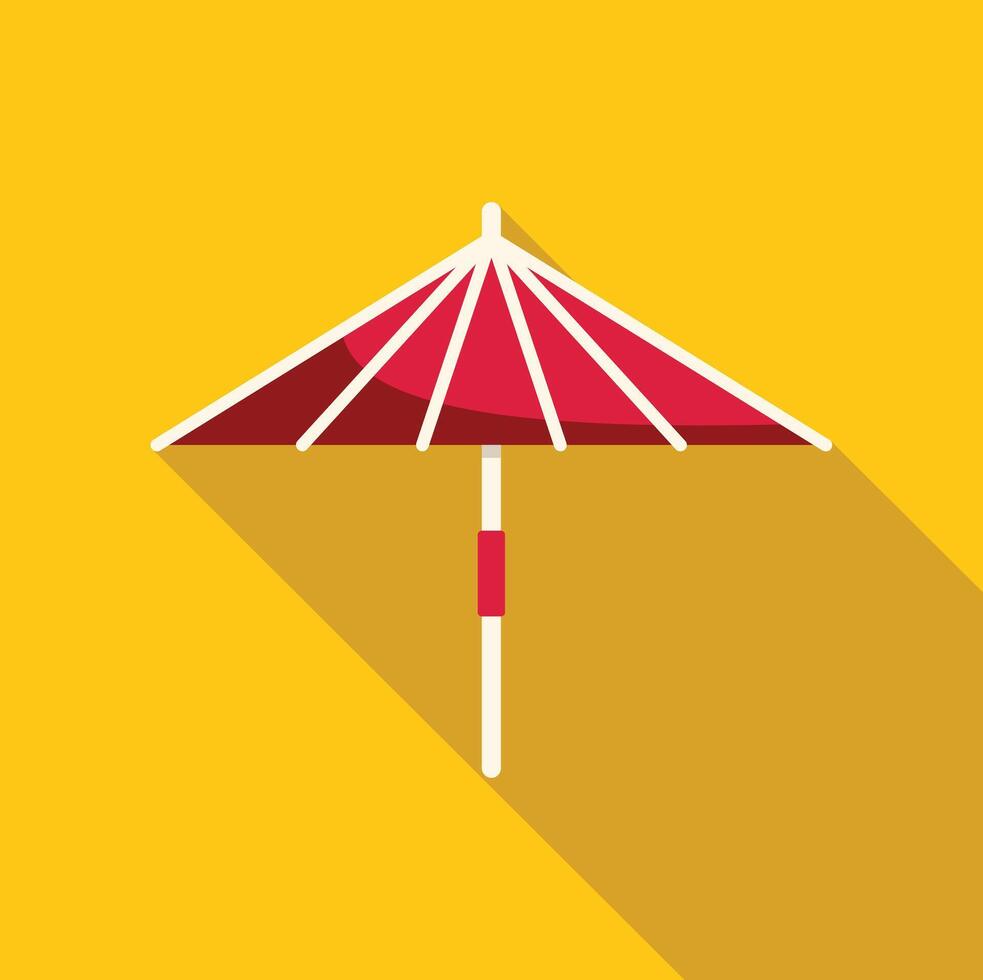 Red japanese umbrella casting a long shadow on a yellow background vector