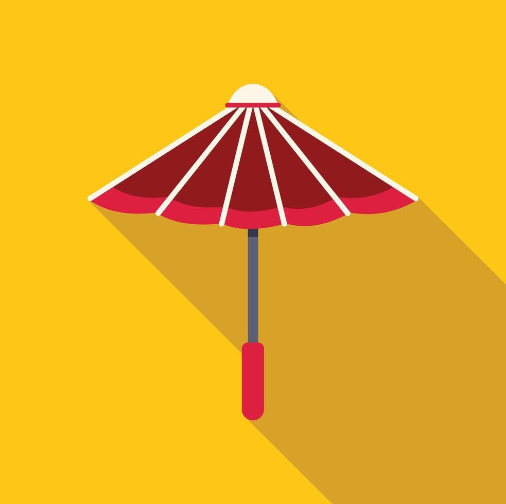 Red and white asian umbrella casting a shadow on a yellow background vector