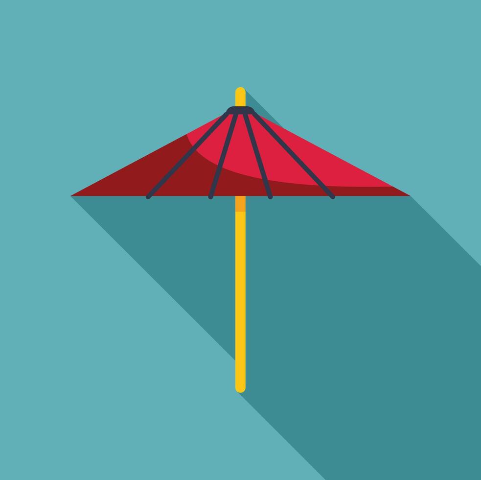 Red japanese umbrella casting a long shadow on a teal background vector