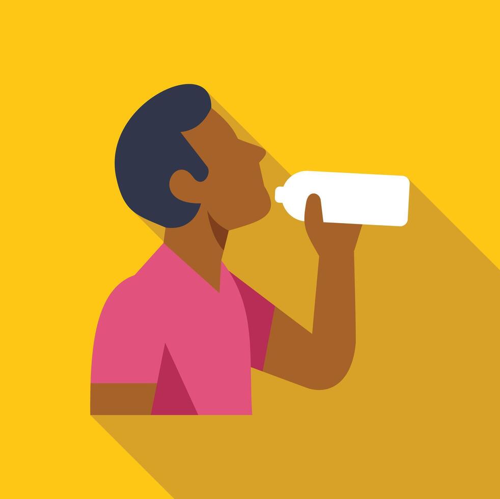Athlete drinking water after workout, maintaining hydration with fresh water vector