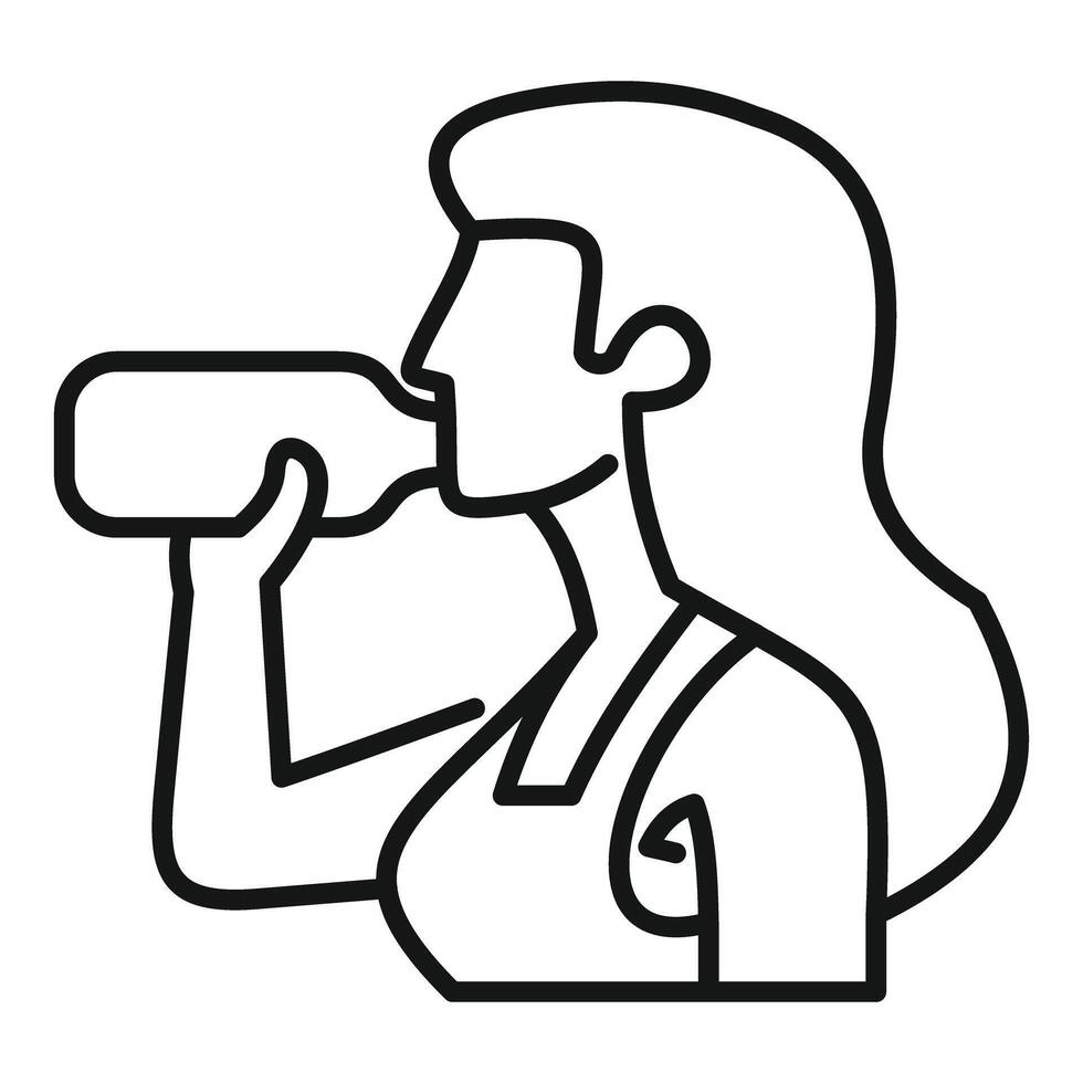 Woman drinking water from bottle, healthy lifestyle illustration vector