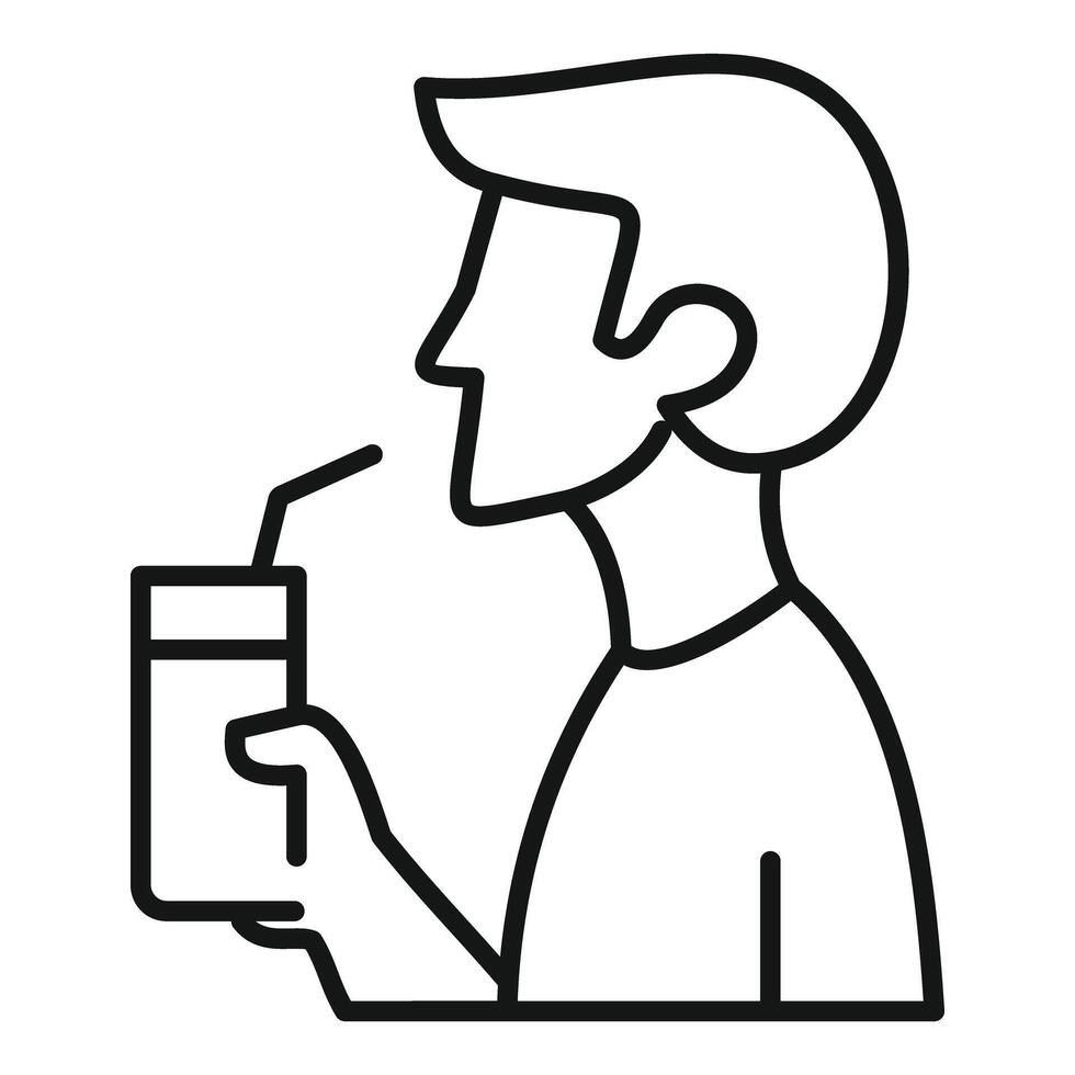 Man drinking beverage with straw in profile icon vector