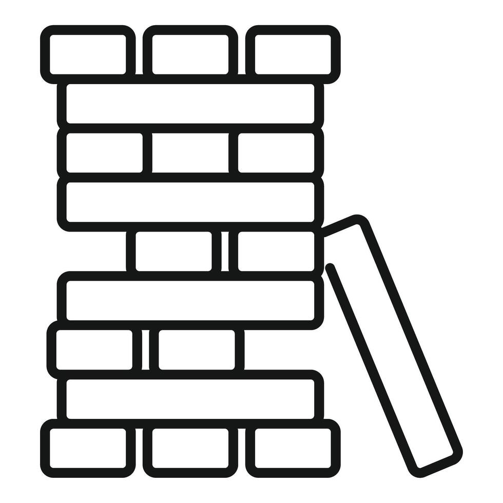 Wooden block tower game falling down with one block removed vector