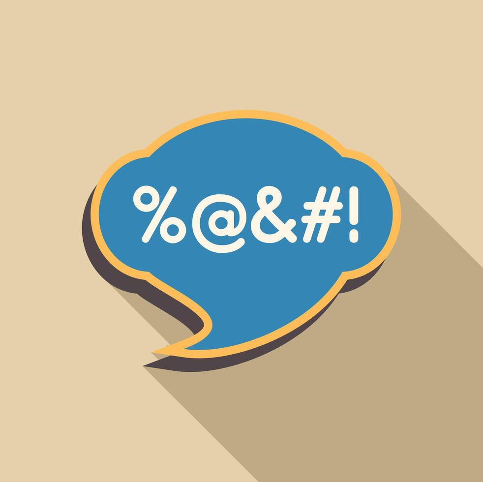 Censored speech bubble showing forbidden words with long shadow vector