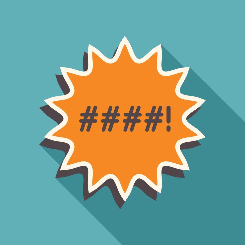 Censored speech bubble showing increasing anger with hashtags and exclamation point vector
