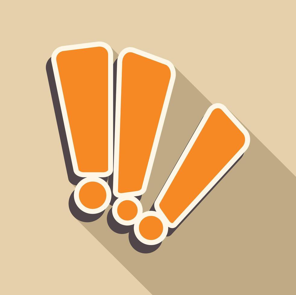 Three orange exclamation marks showing importance and alerting about big news vector
