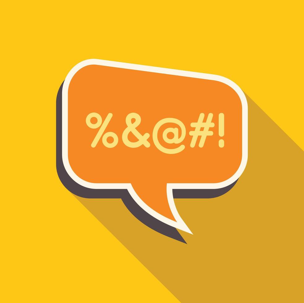 Orange speech bubble showing censored vulgarity on yellow background vector