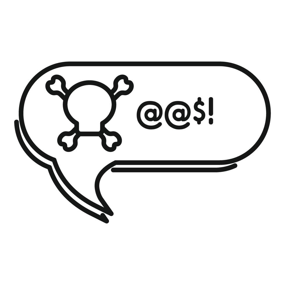 Speech bubble containing skull and crossbones with aggressive and toxic message vector