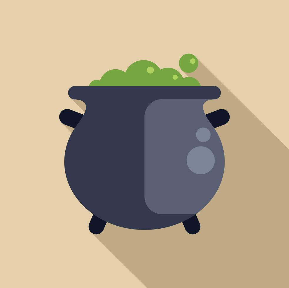 Boiling green potion in a cauldron for a magic spell or a scientific experiment vector