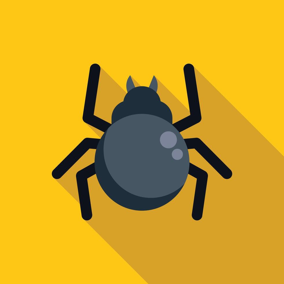 Big spider crawling on yellow background, minimalist flat design vector