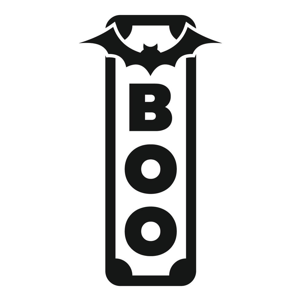 Boo sign hanging with bat for halloween decoration vector