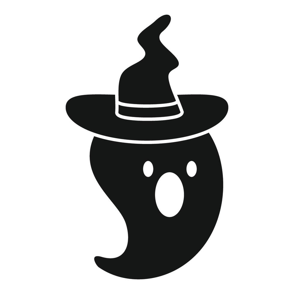 Black ghost wearing witch hat for halloween party decoration vector