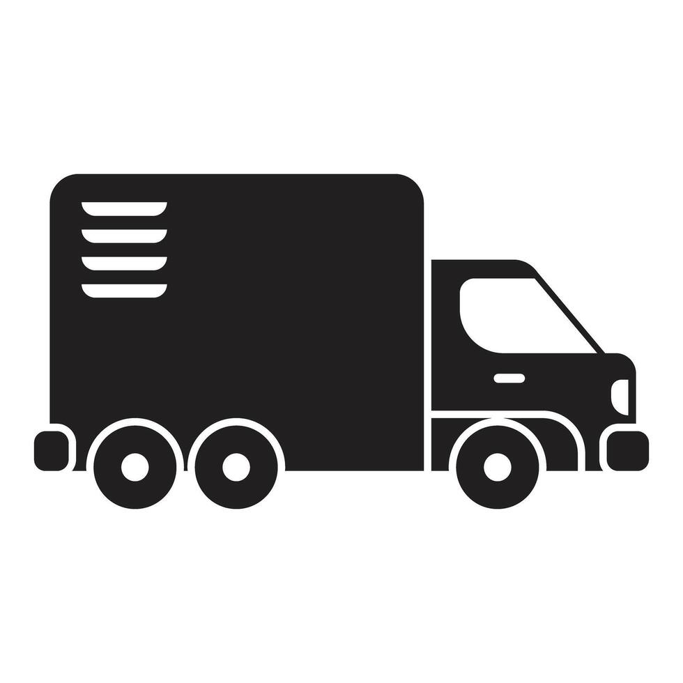 Delivery truck transporting goods efficiently, side view icon vector