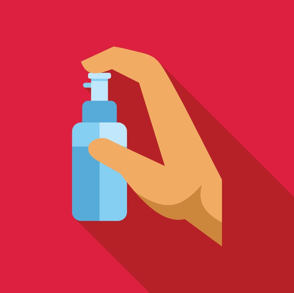Hand using a sanitizer dispenser, promoting hygiene and germ prevention vector
