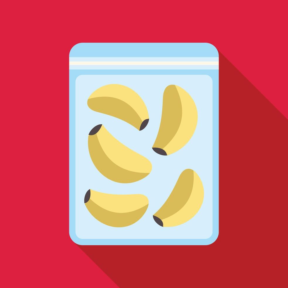 Peeled bananas packed in plastic bag for freezing storage vector