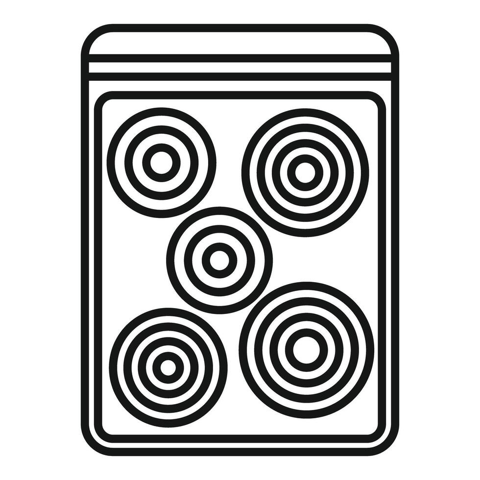 Modern electric stove top view showing five burners cooking surface vector