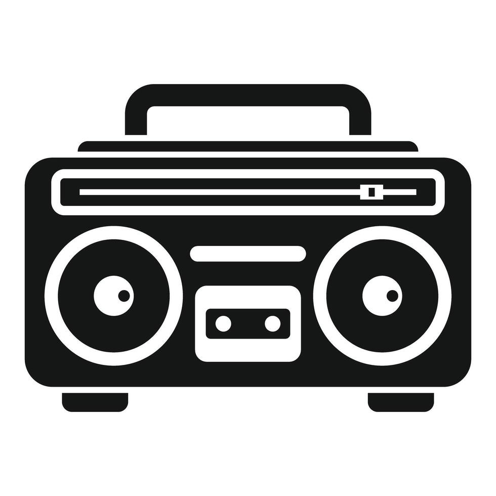 Retro boombox playing cassette tape with radio tuner vector