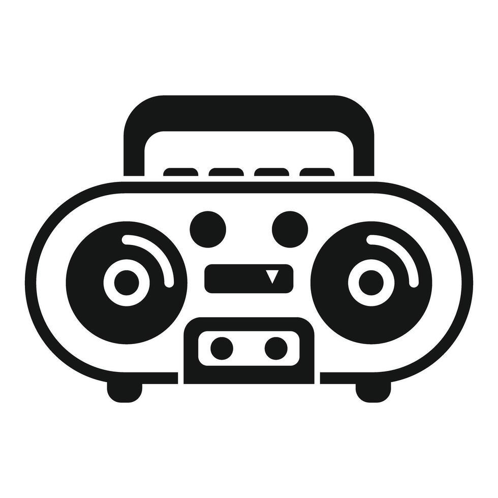 Retro boombox playing music with cassette player and radio tuner vector