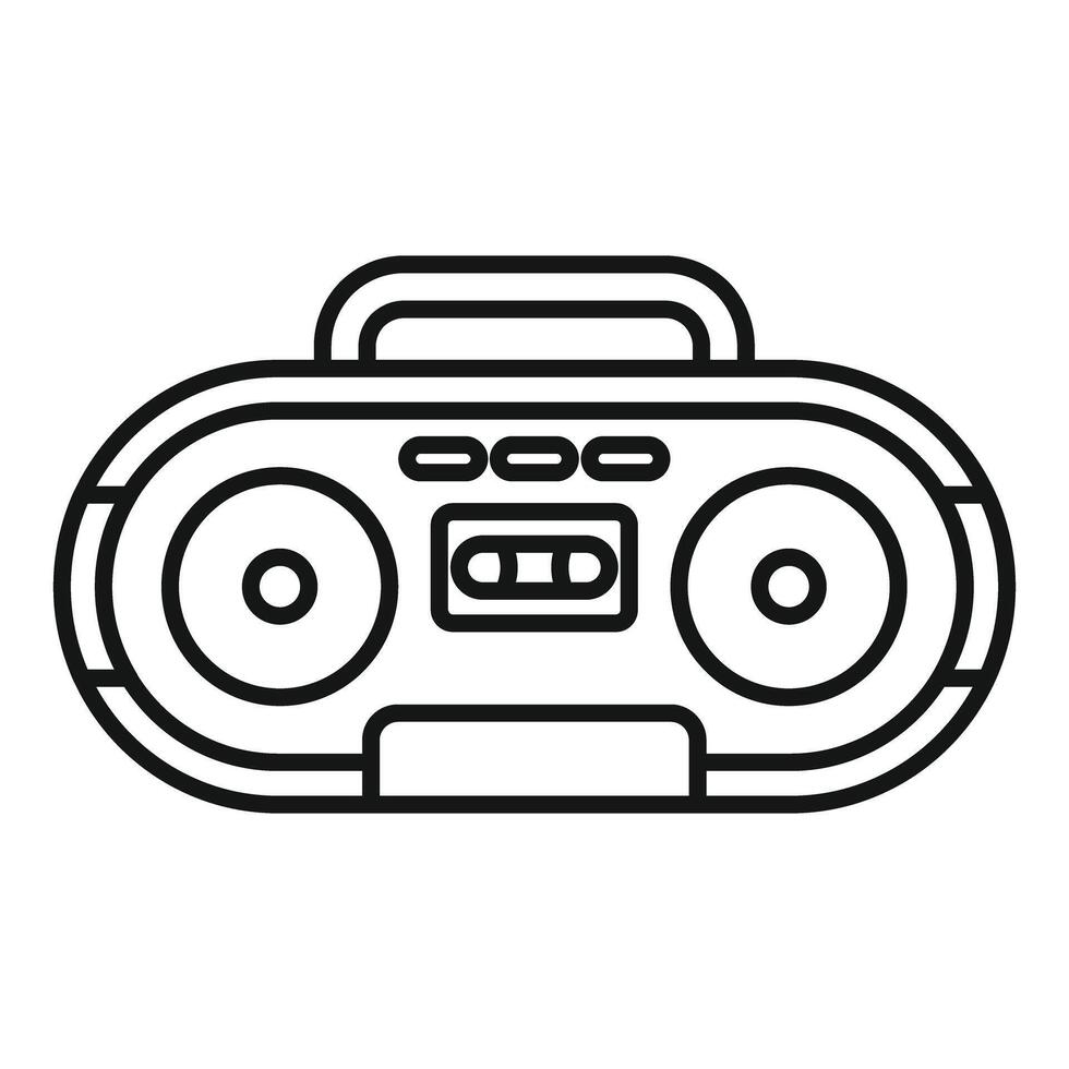 Portable cassette player playing music with two speakers and buttons vector