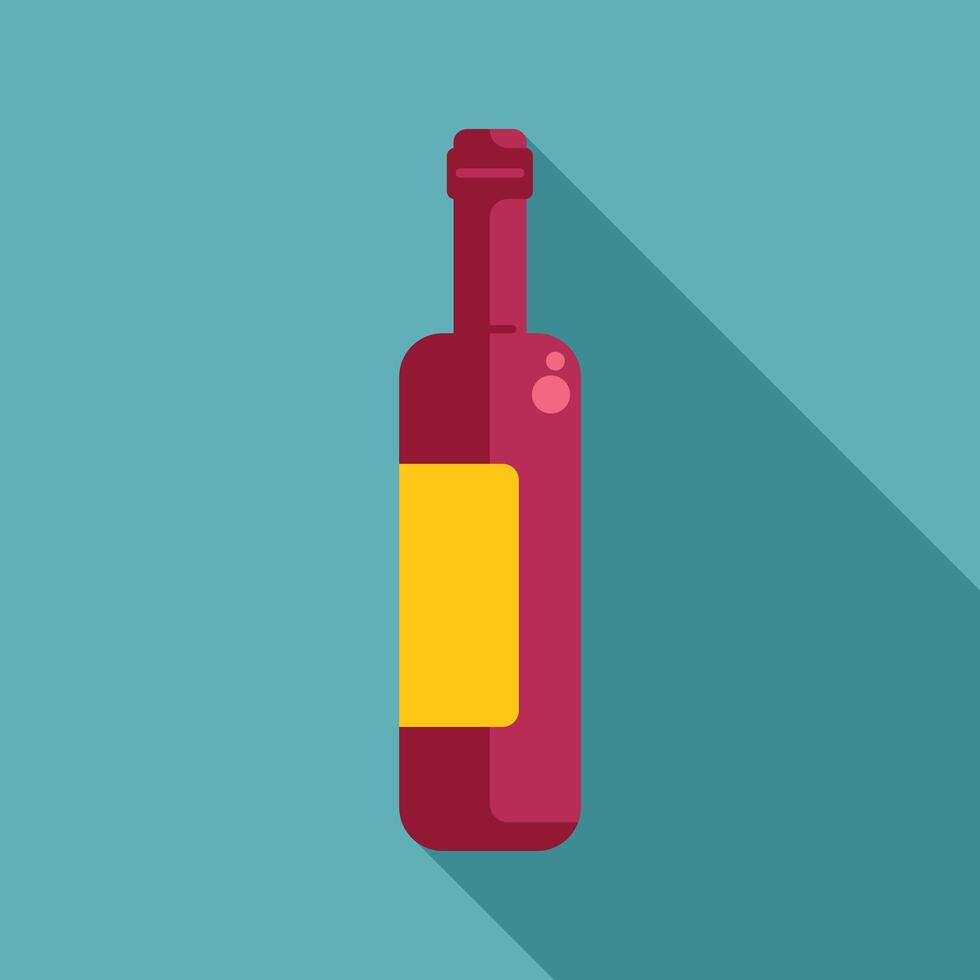 Wine bottle with yellow label on turquoise background vector