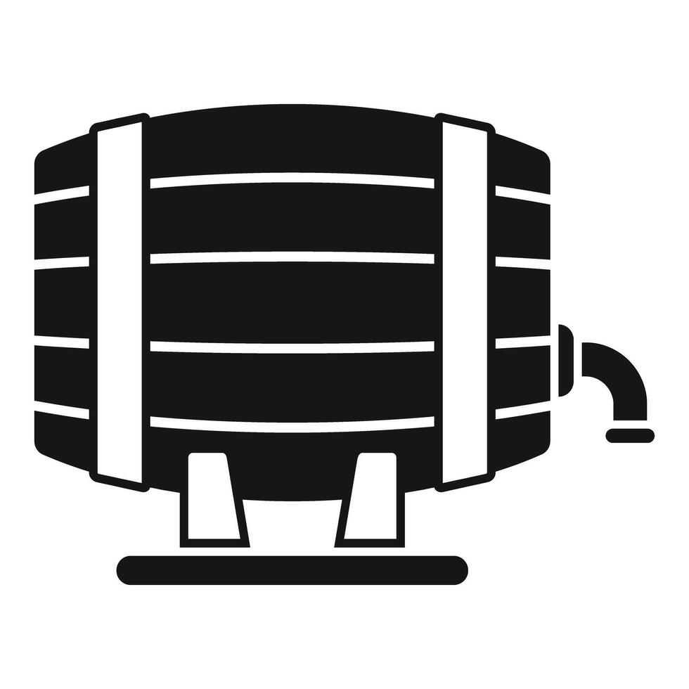 Wooden barrel storing beer or wine resting on stand with tap vector