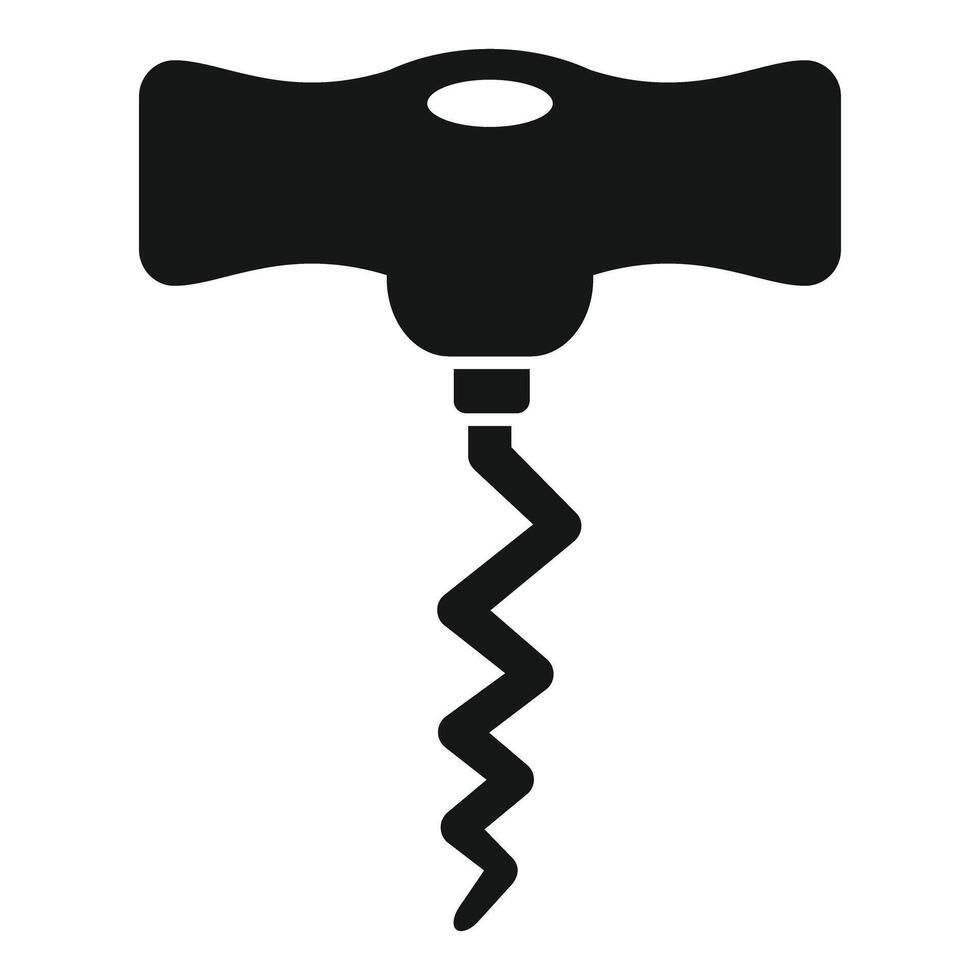 Corkscrew with black handle for opening wine bottles vector