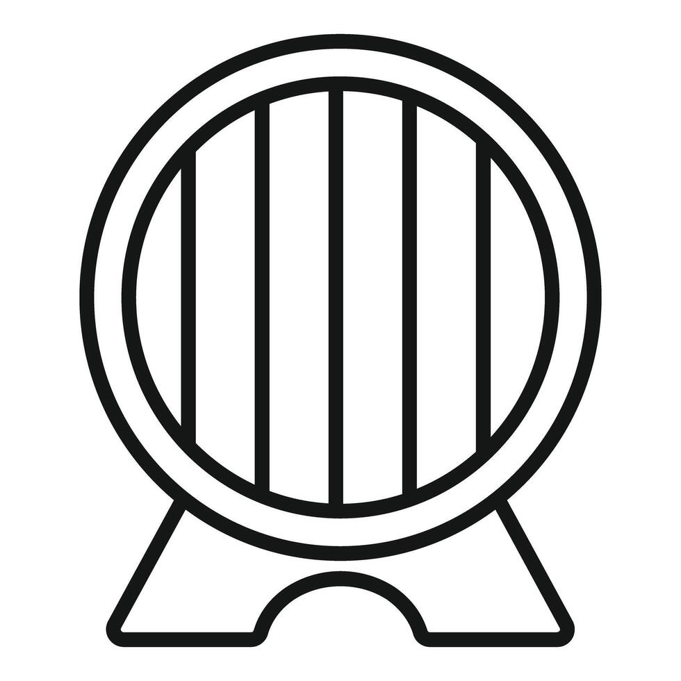 Wooden barrel resting on stand, outline icon representing wine or beer production vector