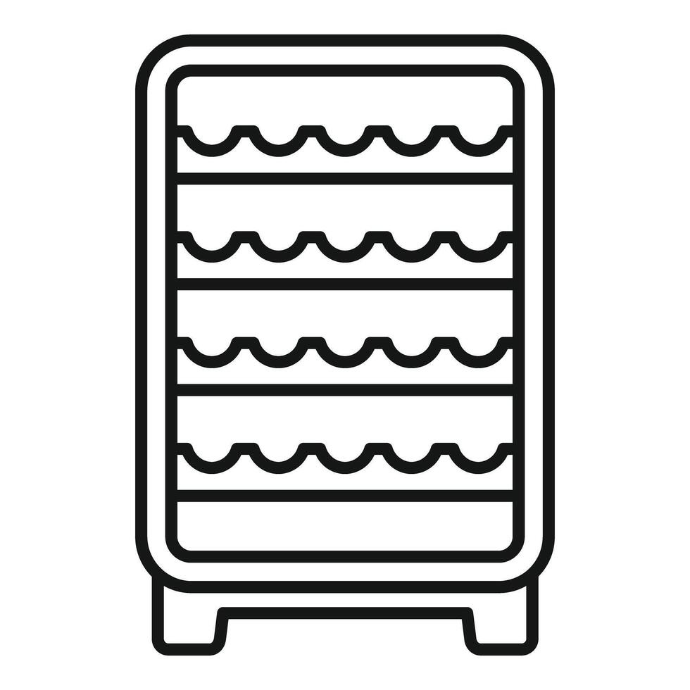 Wine refrigerator showing wavy shelves for storing bottles horizontally vector