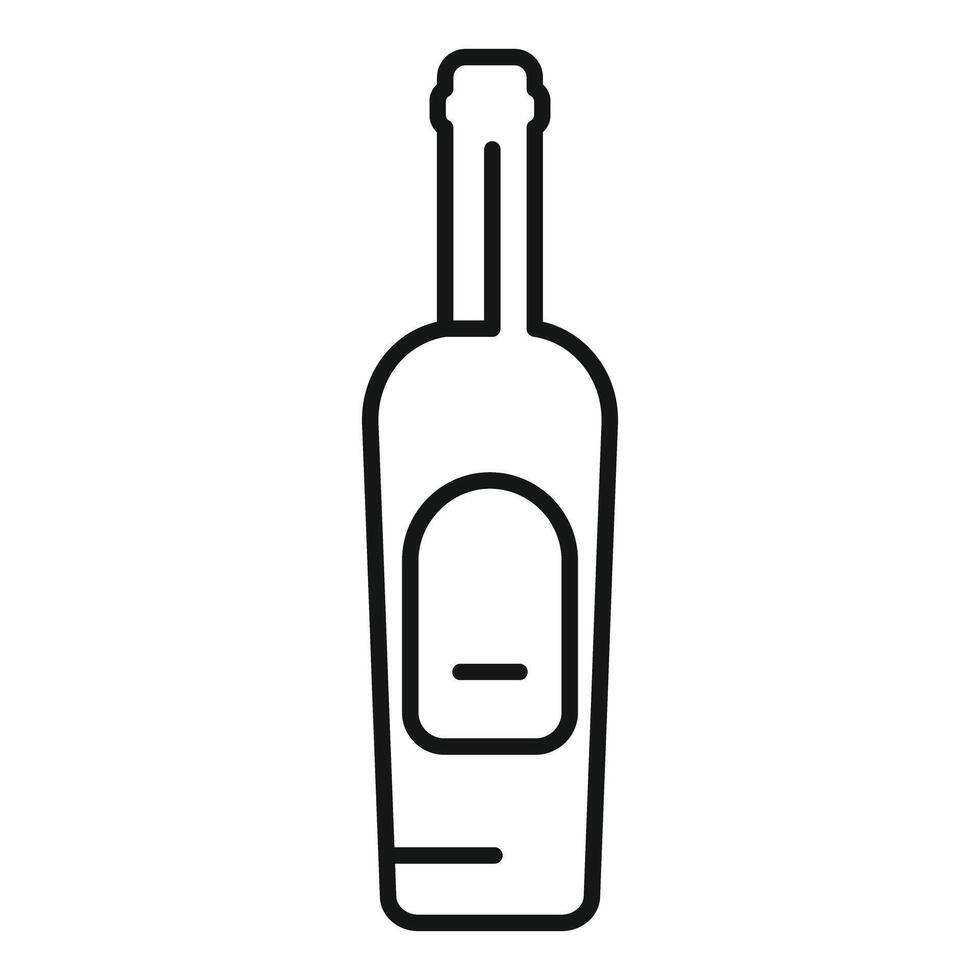 Minimalist line art depicting a classic wine bottle with label vector