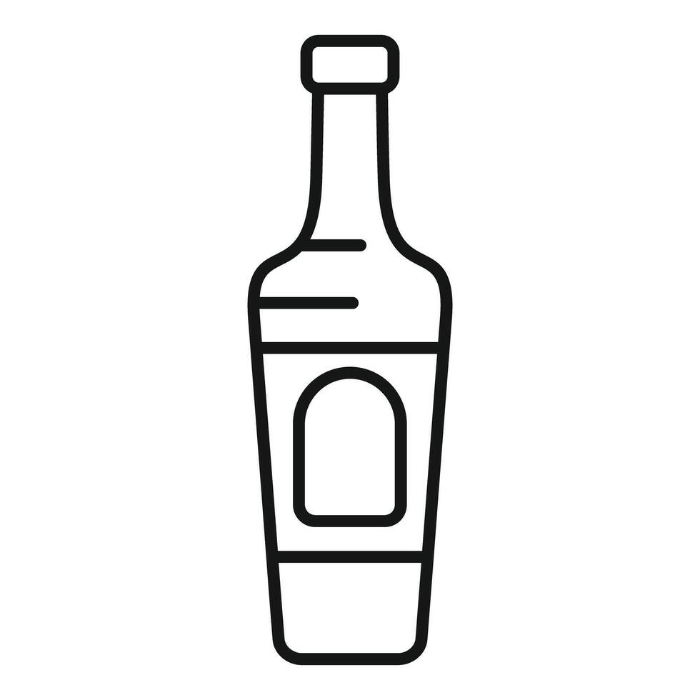 Bottle of syrup or juice with blank label, outline icon representing beverage container vector