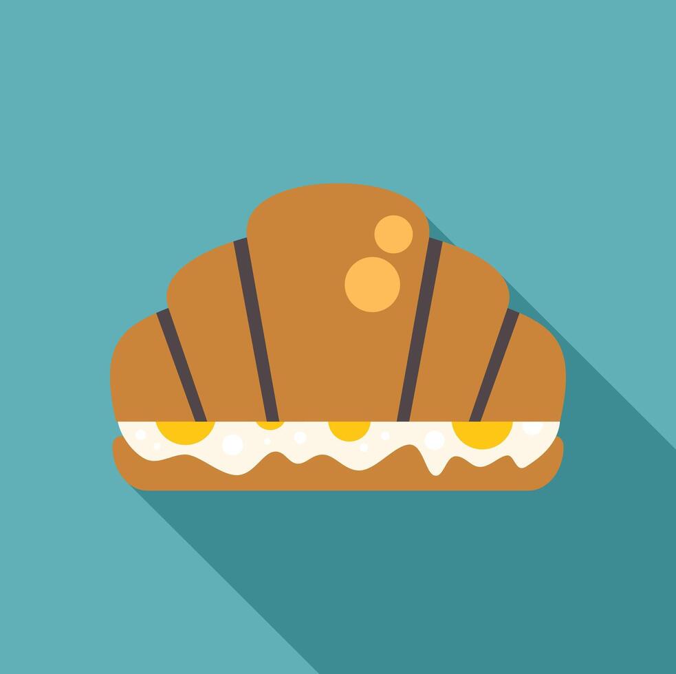 Delicious croissant sandwich with fried eggs and mayonnaise for breakfast vector