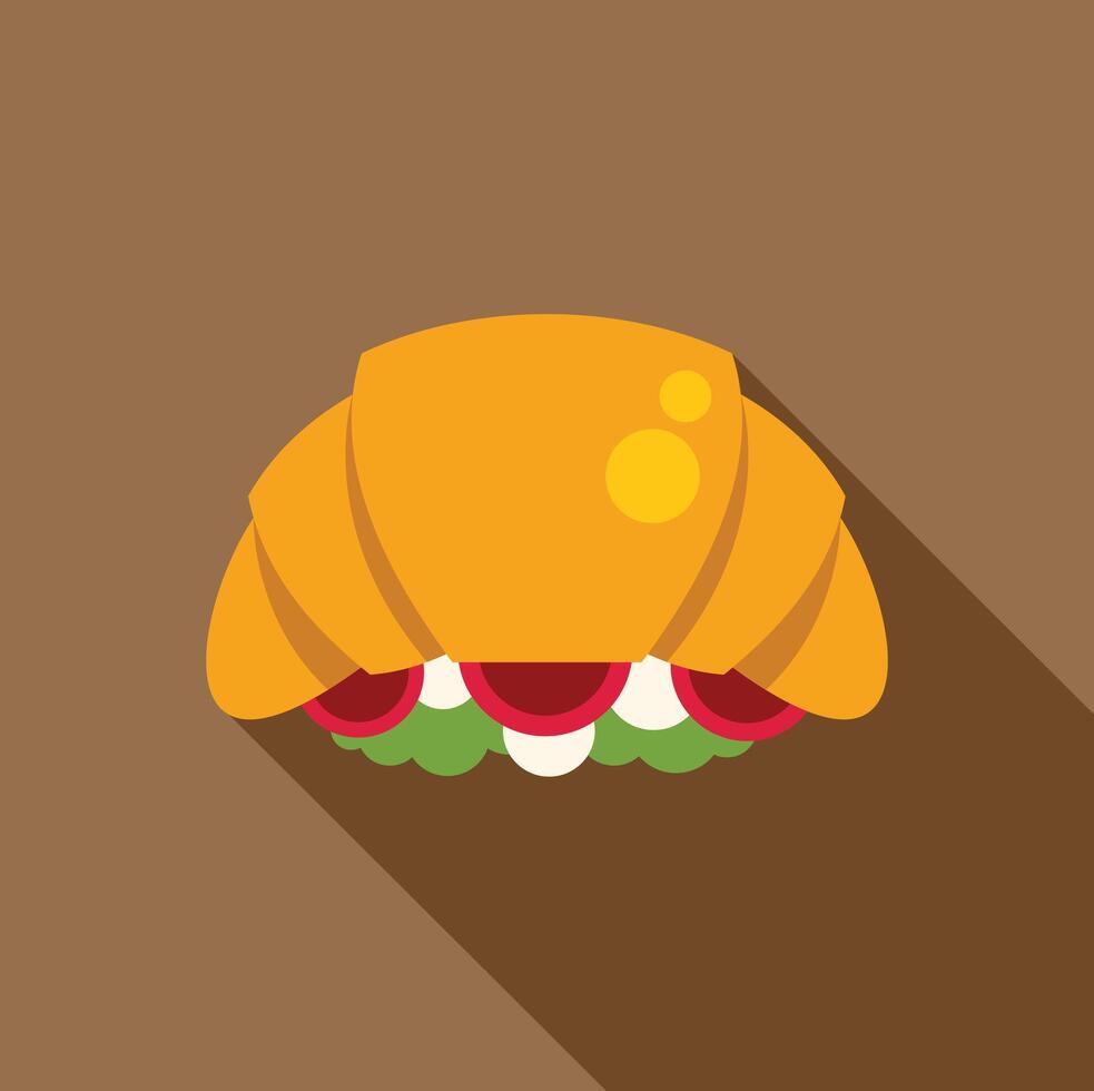 Delicious croissant sandwich with tomatoes, lettuce, and cheese filling vector
