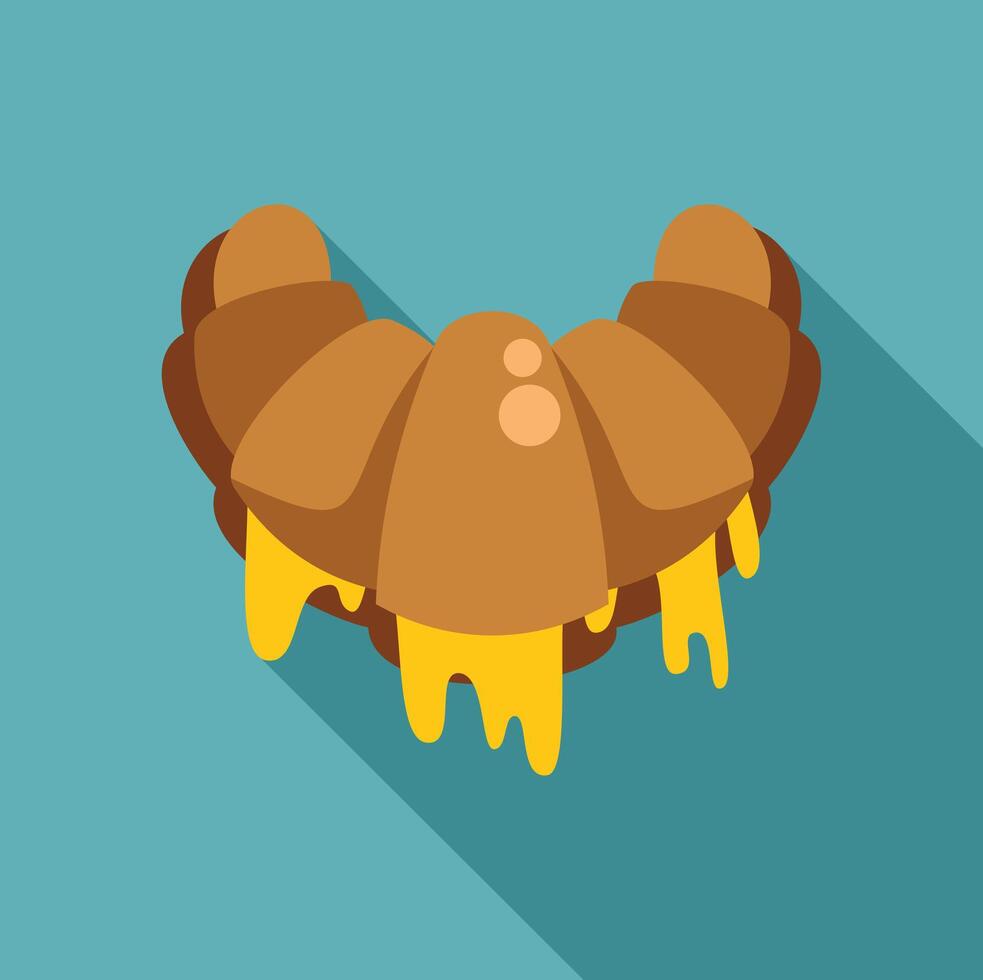Delicious croissant dripping with sweet honey on turquoise background vector