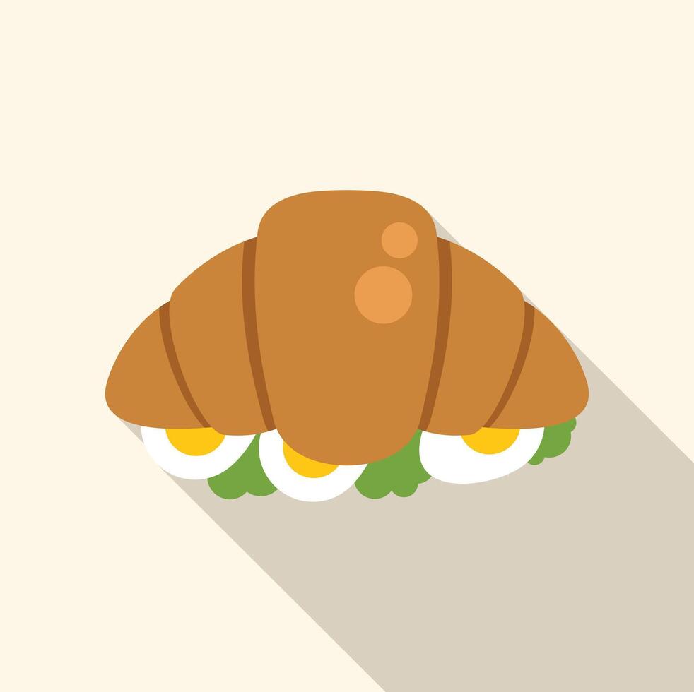 Delicious croissant filled with eggs and lettuce for a tasty breakfast vector