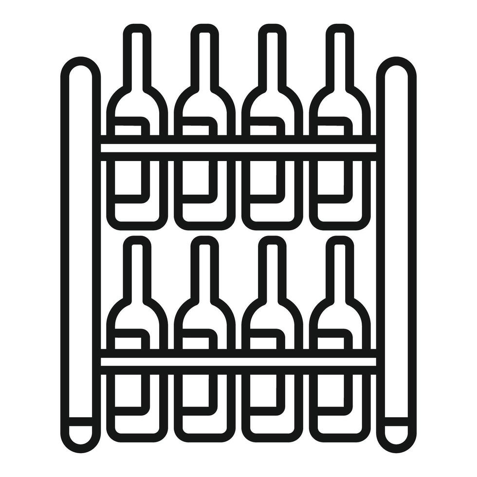 Wine bottles resting on a double decker wine rack vector