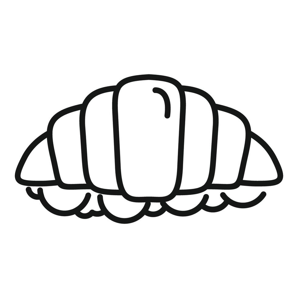 Freshly baked croissant resting on a napkin, simple line art icon vector