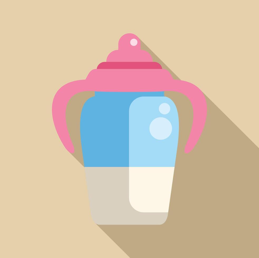 Baby bottle with handles containing milk formula for easy drinking vector