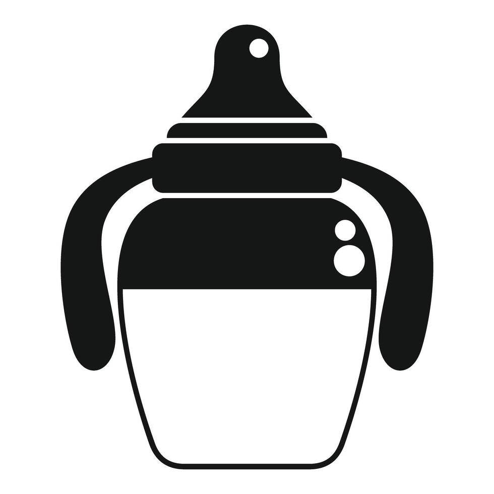 Baby bottle with handles icon showing feeding and nutrition for infants vector