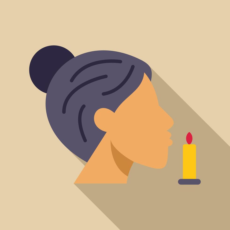 Woman blowing out candle in simple modern design vector