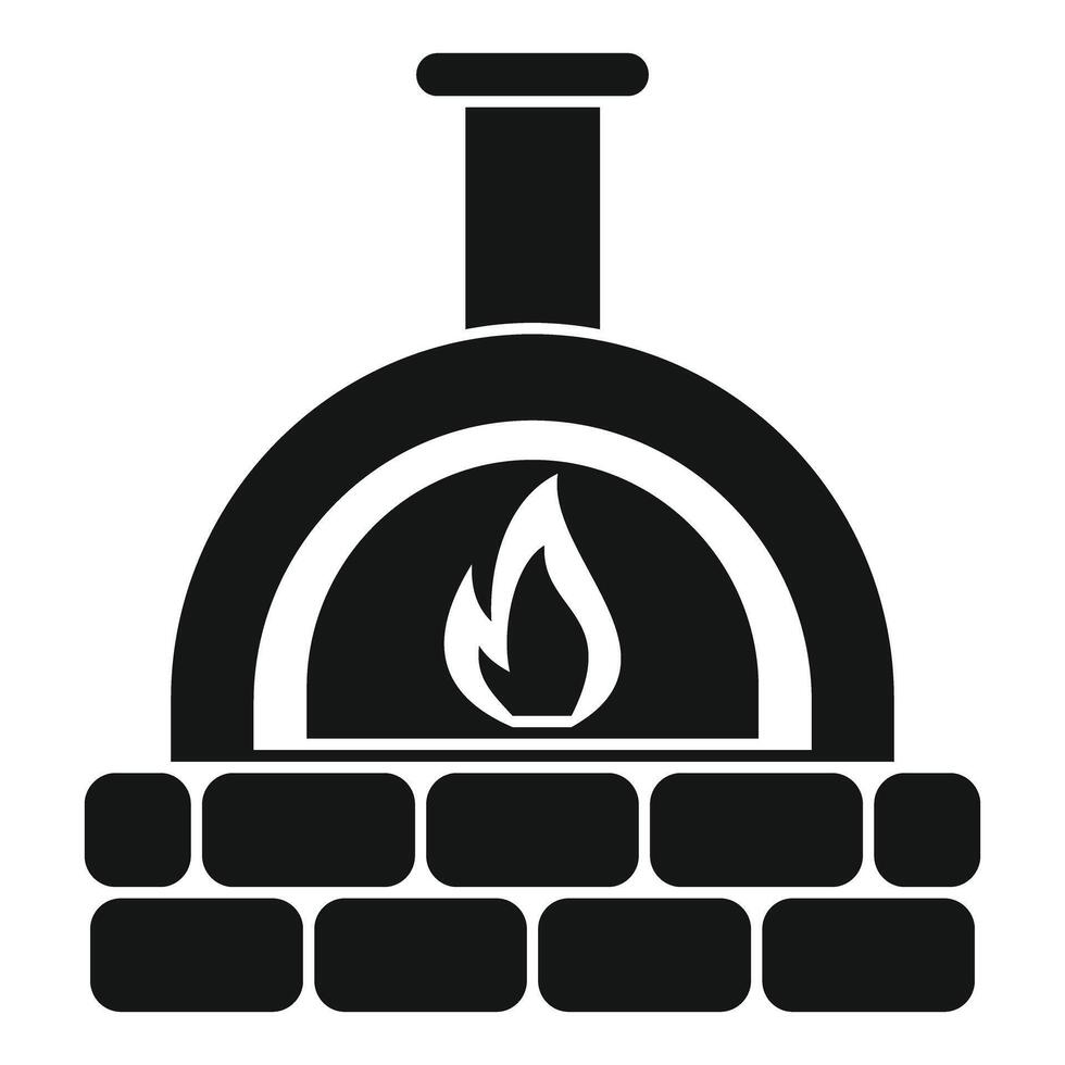 Burning stone oven with chimney for baking pizza and bread vector