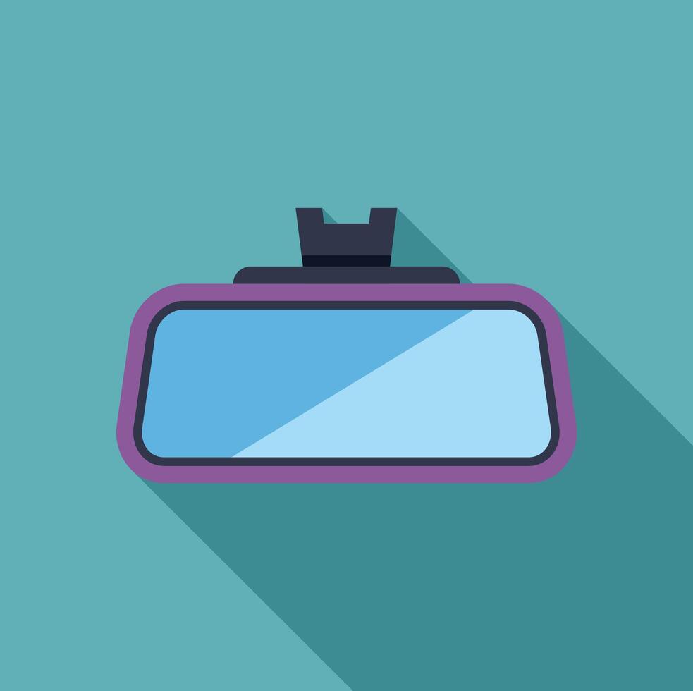 Rearview mirror hanging with camera showing reflection on windshield vector