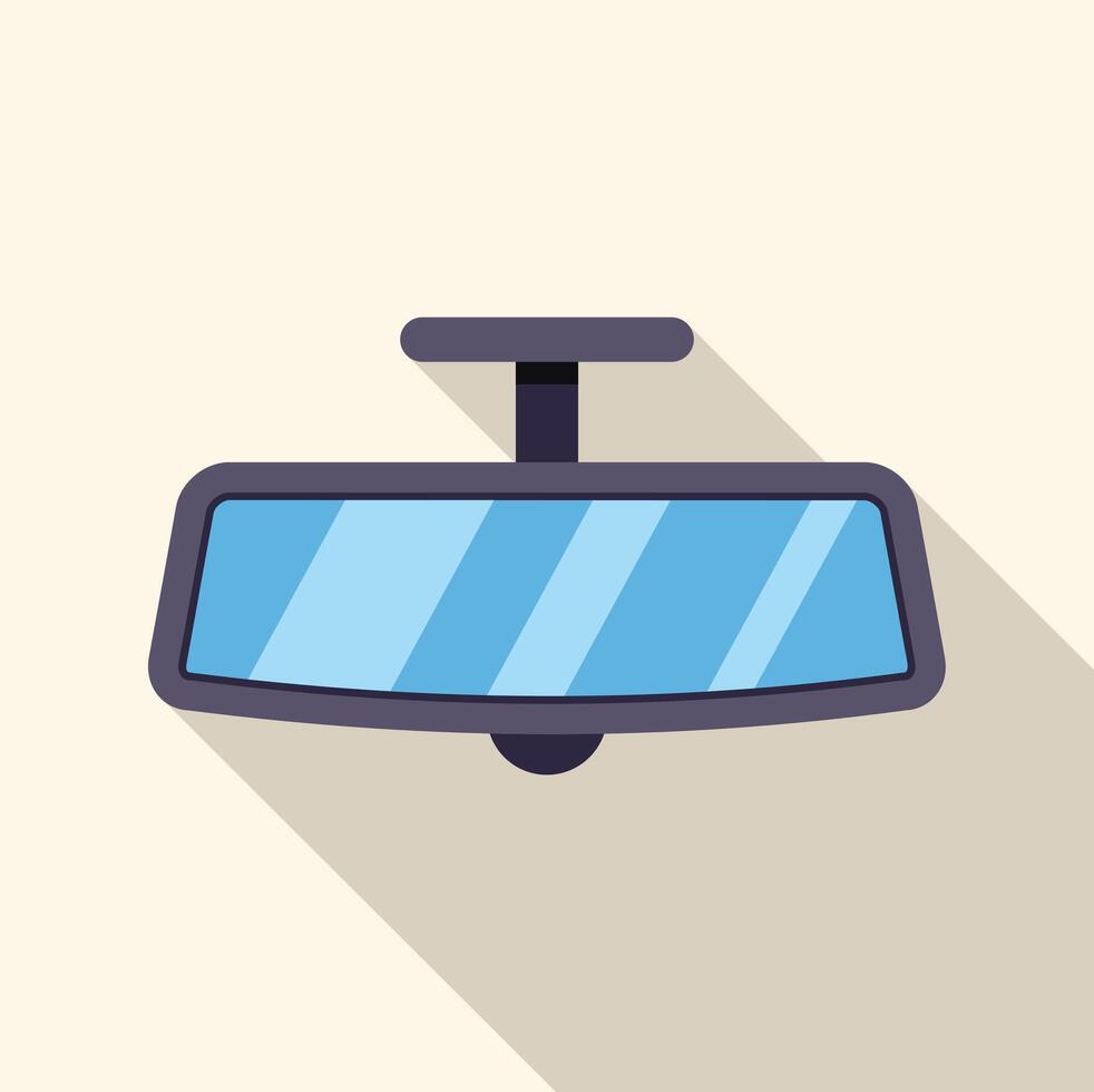 Rearview mirror reflecting light blue sky, flat design with long shadow vector