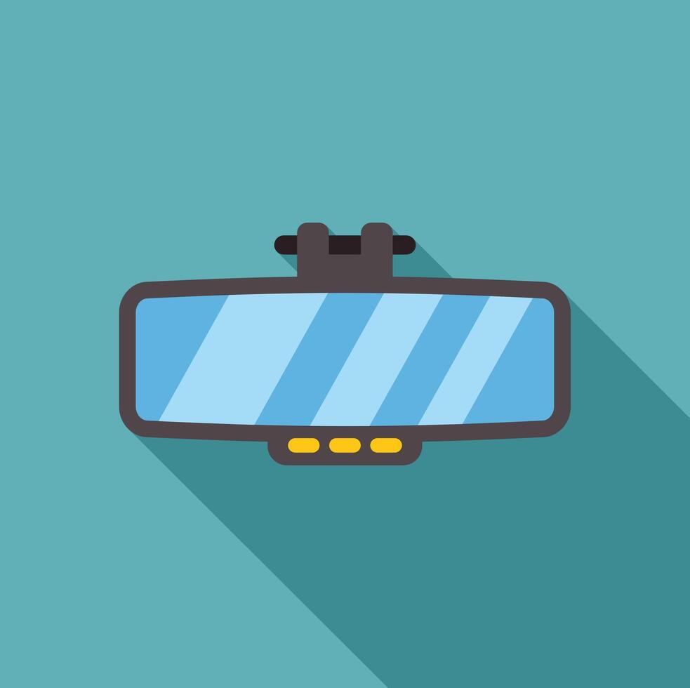 Rearview mirror reflecting light blue sky on turquoise background vector